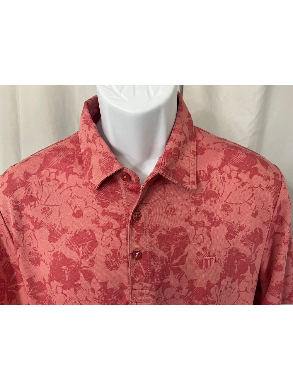 Travis Mathew Men's Pink on Pink Hawaiian s/s Golf Polo Shirt Medium M